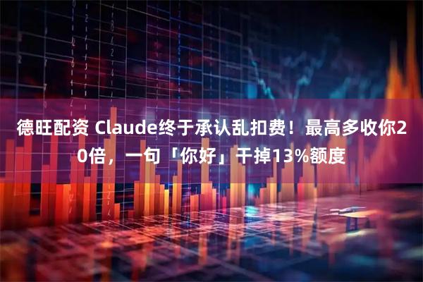 德旺配资 Claude终于承认乱扣费！最高多收你20倍，一句「你好」干掉13%额度