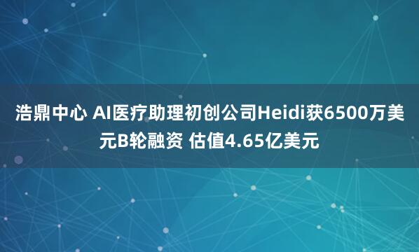 浩鼎中心 AI医疗助理初创公司Heidi获6500万美元B轮融资 估值4.65亿美元